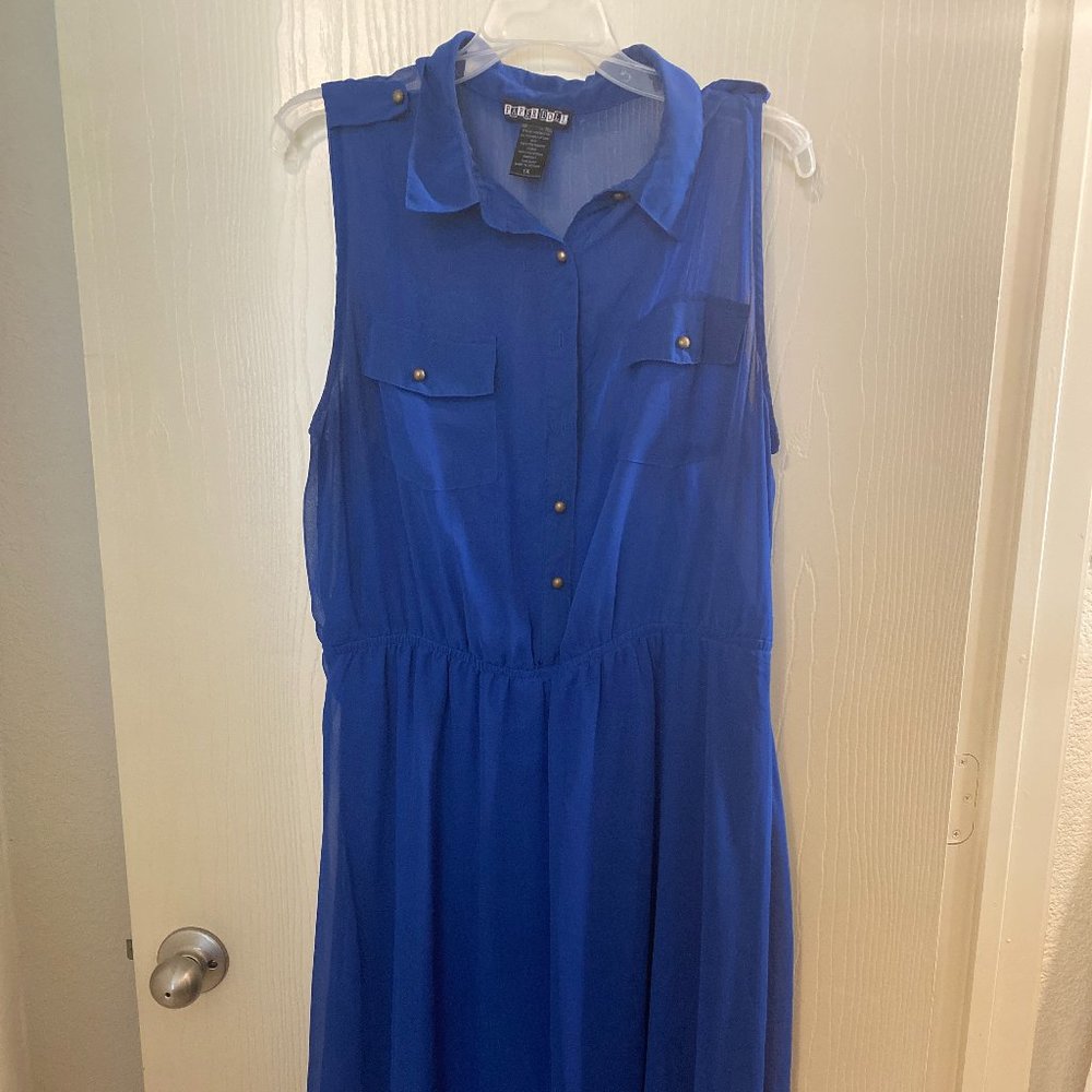 lined blue dress